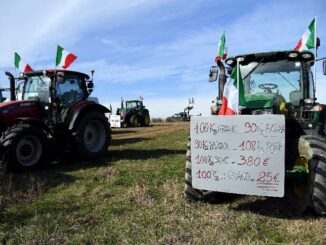 Protesta trattori a rom ain Via Nomentana