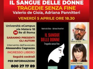 Il sangue delle donne. Il 5 aprile allUniversita eCampus la presentazione del libro di Valerio de Gioia e Adriana Pannitteri